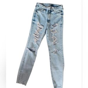 Stylish Light Blue Distressed Skinny Jeans